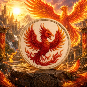 Unique Fire Phoenix Patch/Iron-On Patch/Fantasy Patch/Sew-On Applique for Jackets, Backpacks/Medieval/Mythical Creature Gift/Legends/Myth