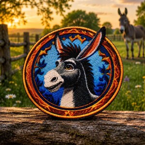 Donkey Patch/Iron-On Patch/Funny Farm Life Gift/Farm Animals/Ranch & Horses/Sew-On Applique for Clothing, Vest/Jacket, Hats, Backpacks, Gear