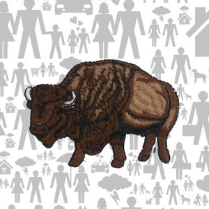 American Bison Patch Embroidered Iron-On Sew-On Wild Animal Applique for Jacket Vest Backpack Clothing, Wilderness Badge, Outdoor Explorer