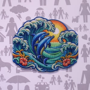 Dolphin Patch Embroidered Iron-On Sew-On Marine Animal Applique for Jackets Backpacks Vest Hat Bag – Scuba Diver Gift Beachwear Travel Badge