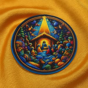 Parche con escena de la Natividad/Parche de fe/Parche termoadhesivo/Parche religioso/Aplique para coser (DIY) para chaquetas, mochilas, regalo cristiano/Parche para escuela dominical