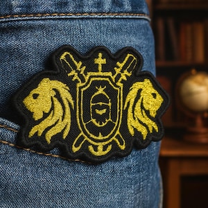 アイロン接着式英国紋章パッチ/ライオンパッチ/縫い付けアップリケ（バックパック、衣類、帽子、騎士団パッチ、家紋用）