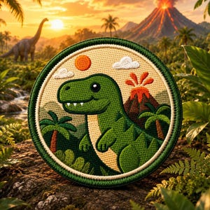 Adorable insigne thermocollant ou à coudre sur le thème des dinosaures pour sacs à dos, vestes et équipement d'aventure en plein air appliques enfants/école Jurassic T-Rex