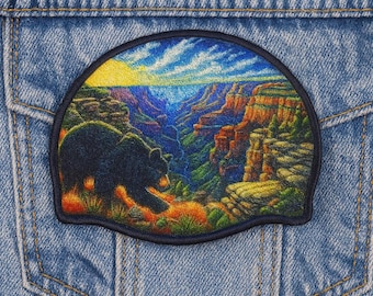 Iron-On Black Bear Patch/Sew-On Applique for Backpacks & Jackets, Outdoor Adventure, Nature Gift, Wildlife Patch/National Park Patches