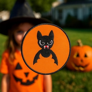 Halloween Bat Kids Patch, Iron On Patch, Sew On Embroidered Applique for Costumes, Jackets, Clothing, Spooky Patch, Halloween patches