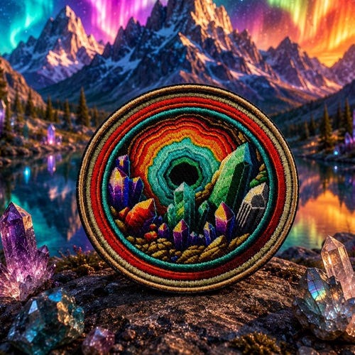 Geode Crystal Patch/Iron-On Applique for Jackets & Backpacks/Clothing/Hats/Colorful Rock Badge/Exploring Patch/Nature Badge/Geology Patch
