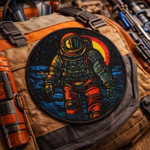 Parche de astronauta retro para planchar y coser, aplique para traje espacial, chaqueta, mochila, chaleco, disfraz de gamer de ciencia ficción, cosplay, equipo de coleccionista de galaxias nerd