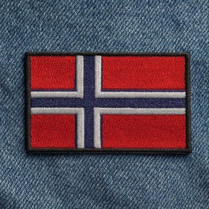 Parche de bandera de Noruega para planchar o coser, ideal para chaleco de uniforme, chaqueta, disfraz, mochila, motociclista, club de motociclistas, veterano militar y explorador.
