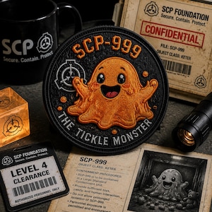 SCP-999 Tickle Monster Patch/Iron-On Patch/Paranormal Badge/ Creature/Gothic Badge/Sew-On Applique for Clothing Vest/Jacket Hats Backpack