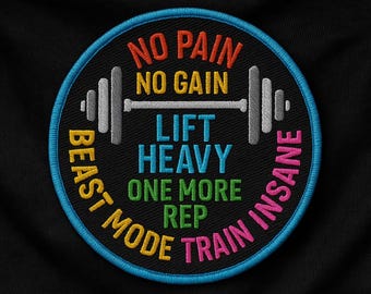 Fitness Motivatiepatch No Pain No Gain Gym opstrijkbare of opgenaaide workoutbadge voor jassen, rugzakken en sporttassen Lift Heavy Appliqué
