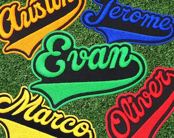 Custom Sport Name Patch, Personalized Baseball Name Patches, Iron On/Sew On for Jackets, Hats, Bags, and Uniforms
