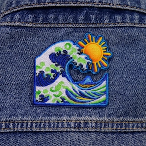 Iron-On Ocean Wave Patch/Sew-On Applique for Tote Bags, Clothing, Backpacks/Tropical Beach Vibes/Travel Souvenir/Coastal Patch/Surf Patch