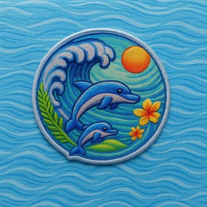 Dolphin Patch/Iron-On Patch/Sew-On Applique for Jackets, Backpacks, Hats, Bag – Scuba Diver Gift/Beachwear Patch/Travel Badge/Marine Animal