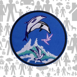 Jumping Dolphin Patch Embroidered Iron-On Sew-On Marine Animal Applique for Jacket Backpacks Vest Hat Bag – Scuba Diver Gift Beachwear Ocean