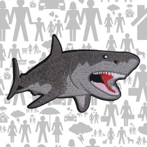 Iron-On Megalodon Shark Patch/Prehistoric Shark/Embroidered Sew-On Applique for Jackets/Backpacks/Clothing/Diving Gear Patch/Surfing Patch