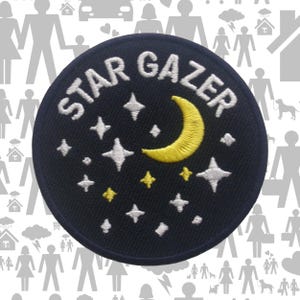 Star Gazer Patch/Merit Badge/Scout Style Iron-On Embroidered Applique for Jacket, Backpack & Camping Gear/Kids Patch/Astronomy Patch/Campers