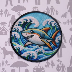 Shark Patch Embroidered Iron-On Sew-On Marine Animal Applique for Jackets Backpacks Vest Hat Bag – Scuba Diver Gift Beachwear Travel Badge