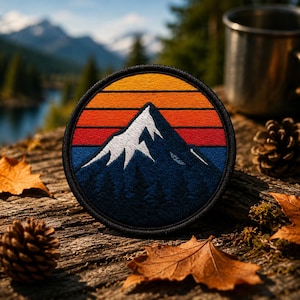 Retro Mountain 70s Patch/Iron-On Patch/Outdoor Adventure/Nature Gift/National Park/Sew-On Applique for Clothing Vest/Jacket Hats Backpack