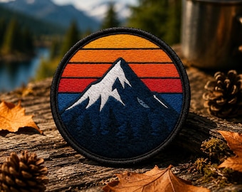 Naszywka Retro Mountain z lat 70. / Naszywka do prasowania / Przygoda na świeżym powietrzu / Prezent z natury / Park narodowy / Aplikacja do naszycia na odzież, kamizelkę / kurtkę, czapki, plecak