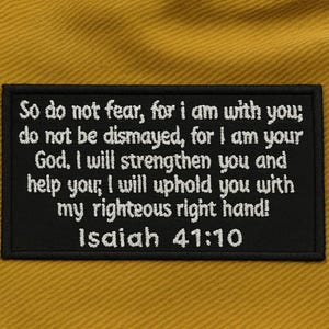 Jesaja 41:10-lapp/bibelverslapp/stryklapp/broderad applikation för jacka, ryggsäckar, kristen gåva/tro/bikerlappar