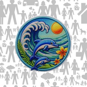 Dolphin Patch Embroidered Iron-On Sew-On Marine Animal Applique for Jackets Backpacks Vest Hat Bag – Scuba Diver Gift Beachwear Travel Badge
