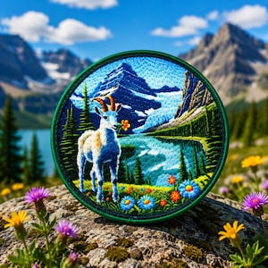 Mountain Goat Patch/Iron-On Patch/Ram Patch/Nature Patch/Park Patch/Sew-On Applique for Backpacks, Jackets, Hats/Camping Patch/Hiking Patch
