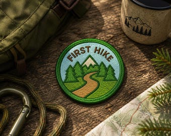 First Hike Patch/Merit Badge/Iron-On Patch/Scout Style/Sew-On Applique for Jacket, Backpack & Camping Gear/Kids Patch/Hiking Patch/Nature