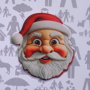Santa Patch Iron-On Sew-On Jolly Holiday Applique for Jacket Backpack Vest Clothing, Christmas Tree Stockings, Gift Bag, Festive, North Pole