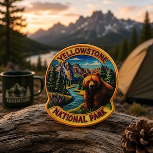Yellowstone National Park Patch/Iron-On Patch//Nature Badge/Hiking & Camping/Sew-On Applique for Clothing Vest/Jacket Hats Backpack Gear