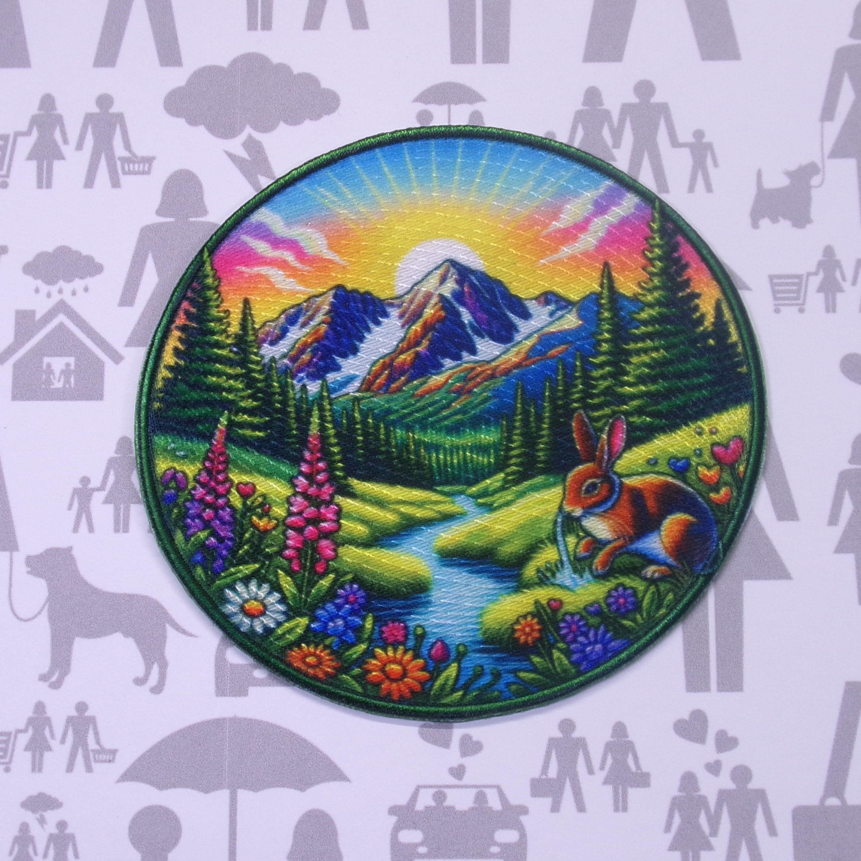 Parche de conejo bordado termoadhesivo de Parque Nacional para