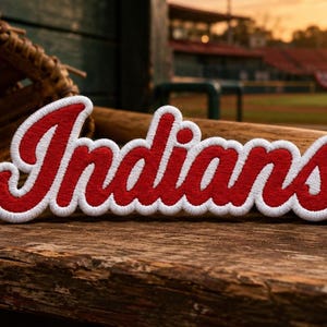 Indians Text Applique Iron On Patch Various Sizes Team Name Customizable Colors/Sew-On School Text Patches/School Colors