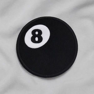 8 Ball Patch/Iron-On Patch/Pool Player/Bar League Billiards Sports Tournament/Embroidered Sew-On Applique for Jacket/Vest Clothing Backpack