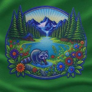 Parche de mapache termoadhesivo para coser o aplicar en el Parque Nacional, ideal para mochila, chaleco, chaqueta, aventura al aire libre, regalo de naturaleza en la montaña.