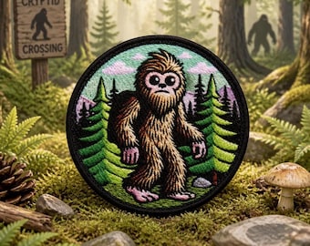 Baby Bigfoot Patch/Iron-On Patch/Cryptid Badge/Sasquatch Myth/Nature Forest Hiking/Sew-On Applique for Clothing Vest/Jacket Hats Backpack