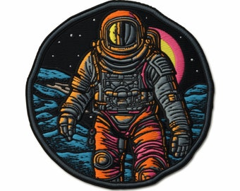 Astronaut Patch Iron-on/Sew-on Applique for Clothing Vest Jacket Backpack Hat, Stars, Moon, Planets, Universe, Outer Space, Rocket, Explore