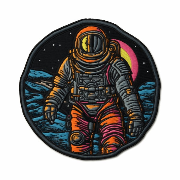 Astronaut Patch Iron-on/Sew-on Applique for Clothing Vest Jacket Backpack Hat, Stars, Moon, Planets, Universe, Outer Space, Rocket, Explore