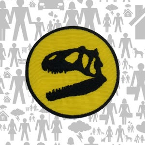 T-Rex Skull Patch Embroidered Iron-On Dinosaur Applique for Jacket & Backpack, Bags, Dino Logo, Fossil Badge, Paleontology Patch, Sew-On