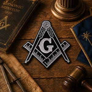 Freemason Patch/Iron-On Patch/Masonic Emblem/Fraternal Symbol/Square & Compass Masonic Gift/Sew-On Applique for Clothing Vest/Jacket Hats