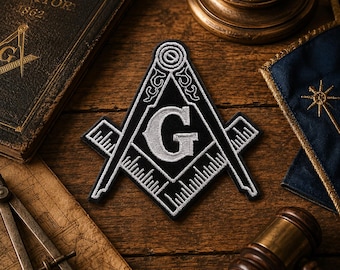 Freemason Patch/Iron-On Patch/Masonic Emblem/Fraternal Symbol/Square & Compass Masonic Gift/Sew-On Applique for Clothing Vest/Jacket Hats