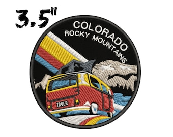 Rocky Mountains Colorado Patch Embroidered Iron-on/Sew-on Premium Applique, Clothing Uniform Vest Jacket Backpack, Travel Road Trip, Retro