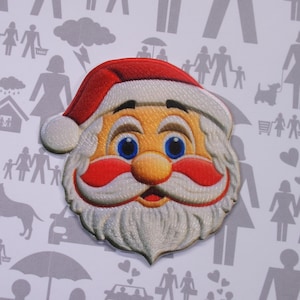 Santa Patch Iron-On Sew-On Jolly Holiday Applique for Jacket Backpack Vest Clothing, Christmas Tree Stockings, Gift Bag, Festive, North Pole