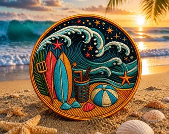 Ocean Wave Patch/Iron-On Patch/Surfing Patch/Beach Patch/Sew-On Applique for Clothes, Backpack, Tote Bag, Tropical Vibe, Beach Souvenir Gift