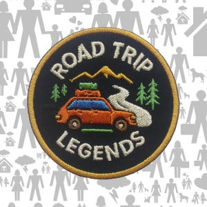 Iron-On Road Trip Legends Patch/Sew-on Applique for Jacket & Backpack/Clothing/Nature Badge/Hiking Patch/Camping Patch/Travel Patch/Souvenir