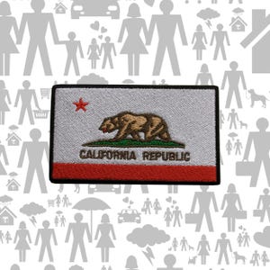 California Republic Flag Patch Embroidered DIY Iron-on/Sew-on Premium Applique Shoulder Uniform Vest Jacket Costume, Biker Club Military