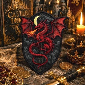Fire-Breathing Dragon Patch/Iron-On Patch/Fantasy Gift/Mythical Creature/Legends & Myths/Sew-On Applique for Clothing Vest/Jackets Backpack