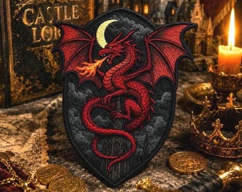 Fire-Breathing Dragon Patch/Iron-On Patch/Fantasy Gift/Mythical Creature/Legends & Myths/Sew-On Applique for Clothing Vest/Jackets Backpack