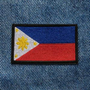 Republic of the Philippines Flag Patch Embroidered DIY Iron-on/Sew-on Premium Applique Shoulder Uniform Vest Jacket Costume, Biker Military