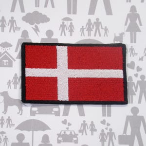 Denmark Flag Patch Embroidered Iron-on/Sew-on Applique Shoulder Uniform Vest Jacket Costume Backpack Biker MC Club Military Veteran Explorer