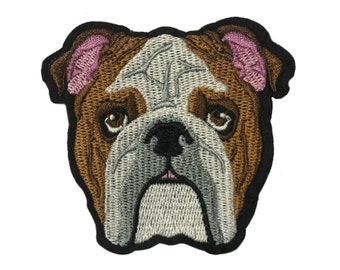 English Bulldog Embroidered Patch Iron-On Applique, Cosplay Vest Clothing Badge, Geeks & Gamer, Costume Safari Animal Kingdom Explorer DIY