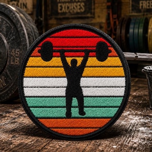 Toppa per sollevamento pesi/Toppa termoadesiva/Motivazione fitness/Distintivo powerlifting/Applicazione da cucire per abbigliamento, gilet, giacca, cappelli, zaini, borse da palestra